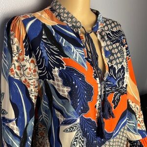 Jaase Multicolor Boho Blouse with Tassels